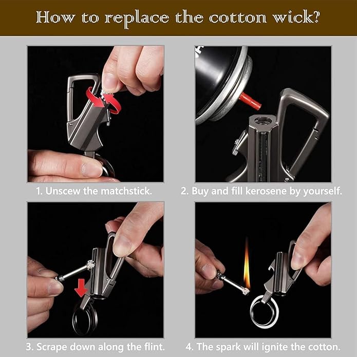 3 in 1 Waterproof Windproof Zinc Alloy Keychain Lighter