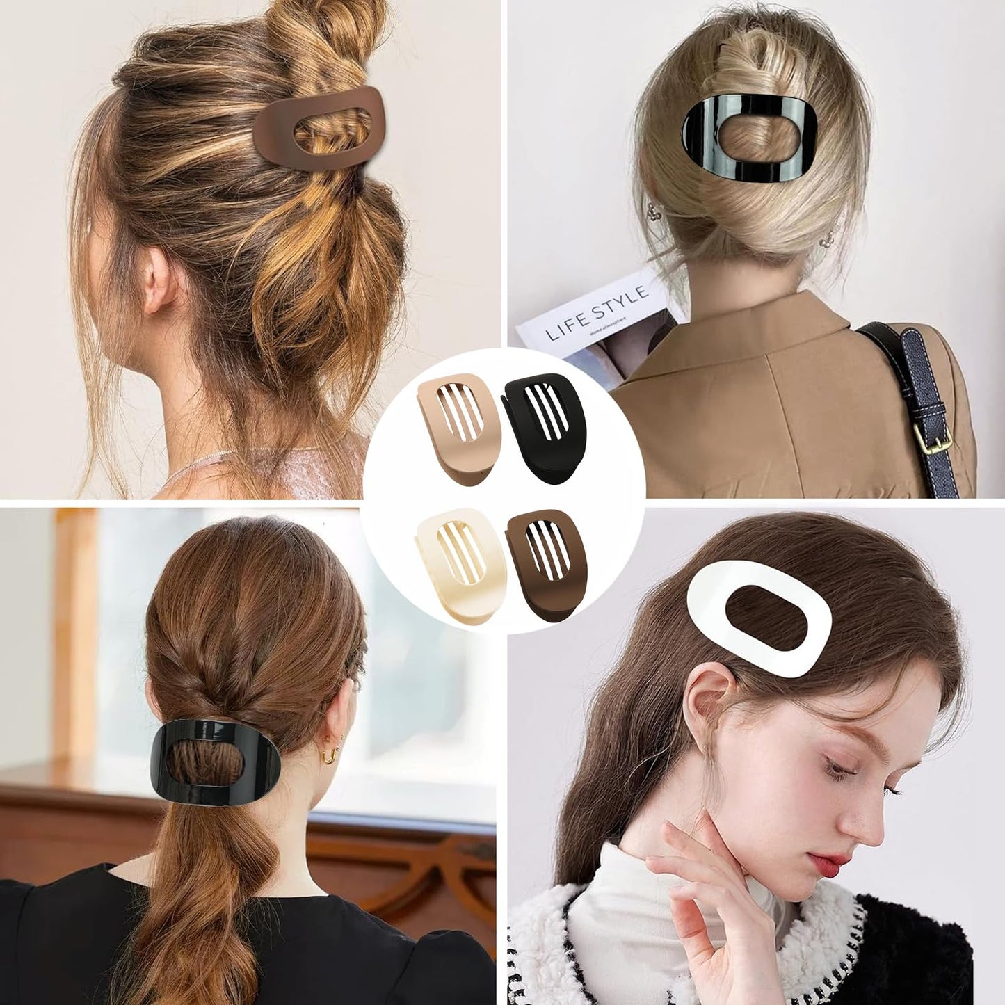 Last Day 49% OFF 🔥4 Pack Solid Hair Flat Clip Set