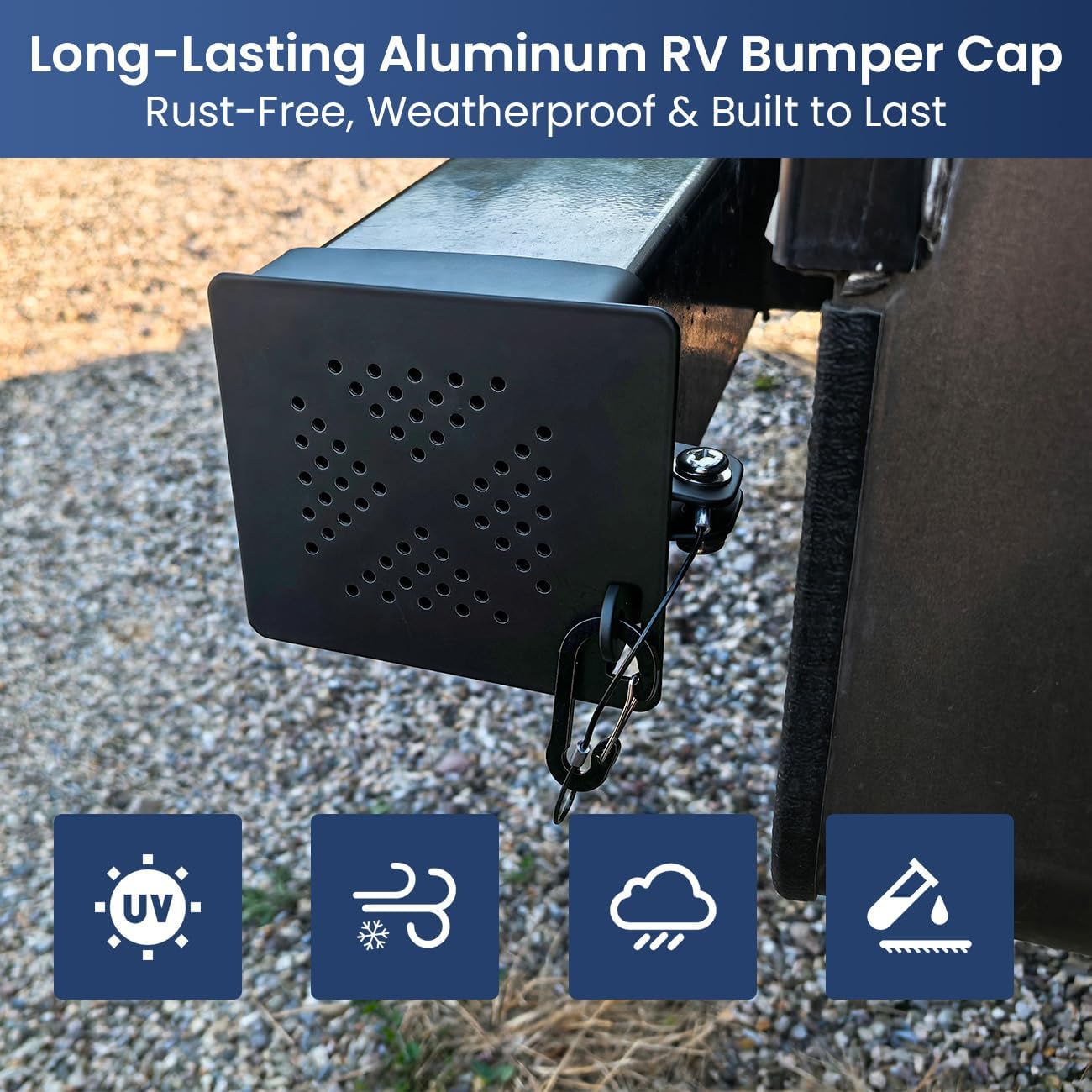 Aluminum RV Bumper End Caps for Sewer Hose Storage