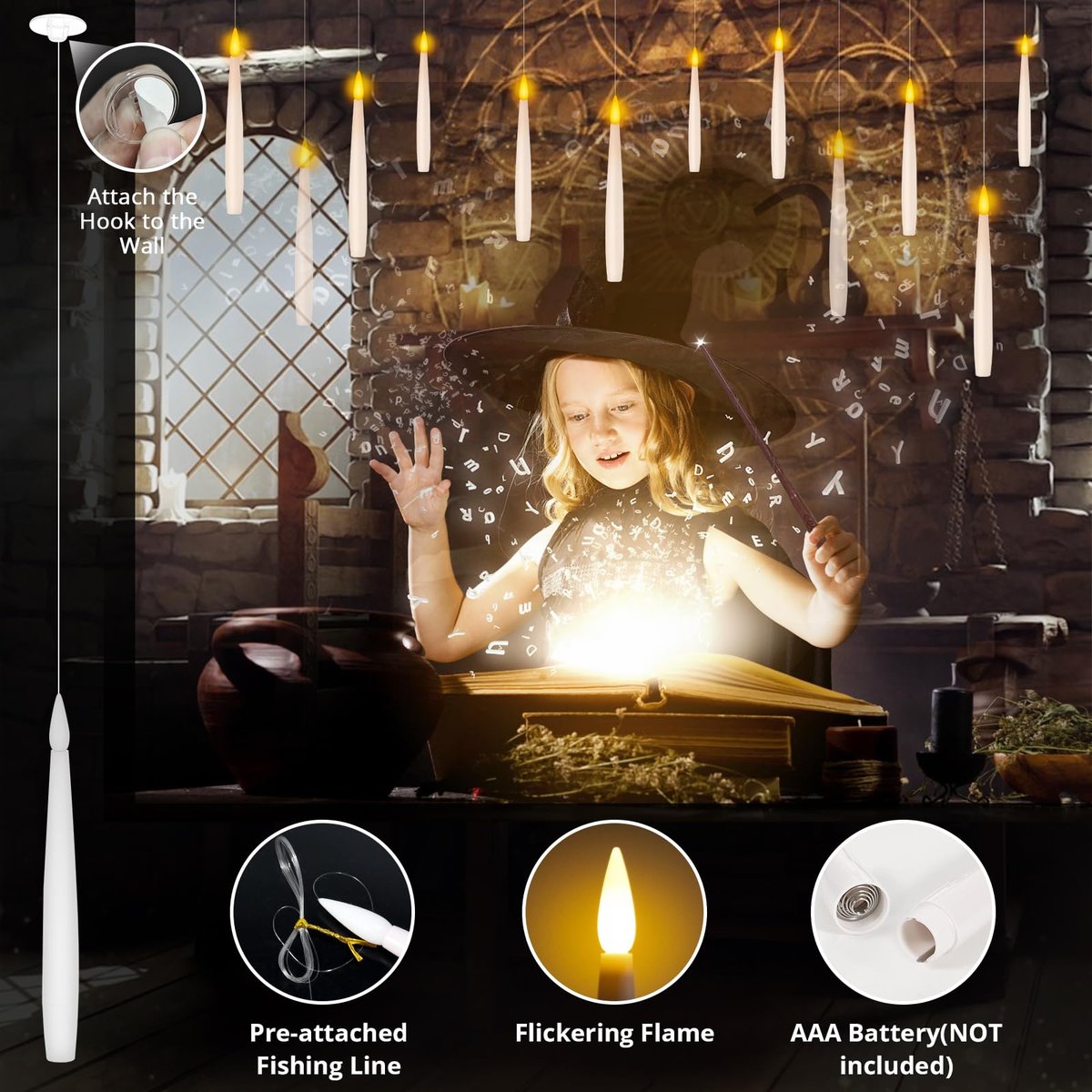👻Halloween Special🎃: Magic LED Hanging Flameless Cone Candle
