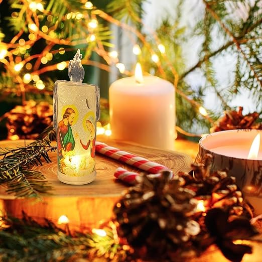 🕯️🕯️LED prayer flameless candles, Jesus saints religious decoration