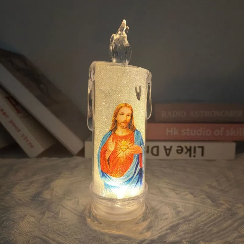 🕯️🕯️LED prayer flameless candles, Jesus saints religious decoration