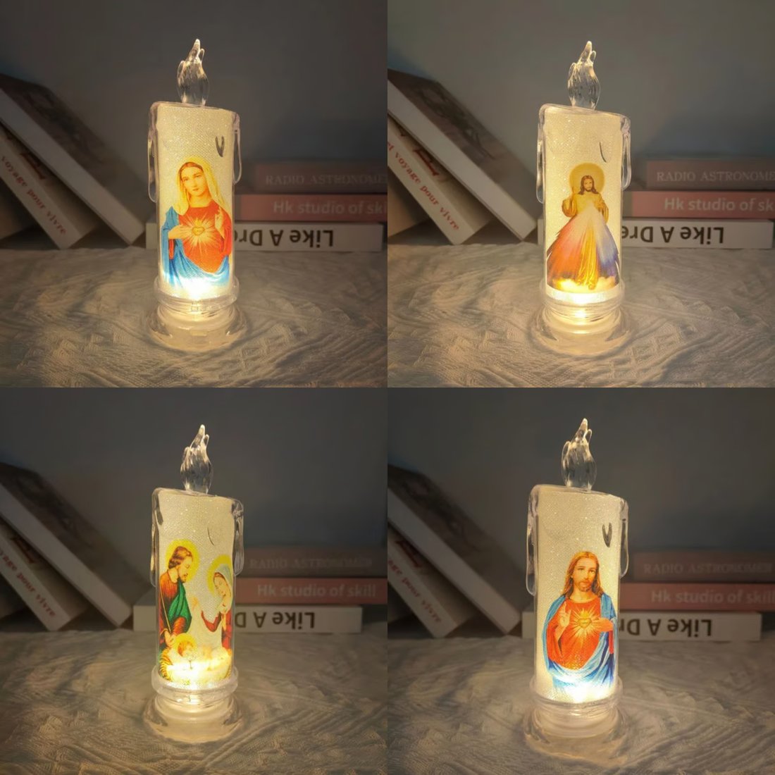 🕯️🕯️LED prayer flameless candles, Jesus saints religious decoration