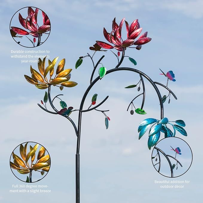 🎁Hot Sale🔥 50% OFF -Beautiful Summer Multi Colored Flowers Wind Spinner