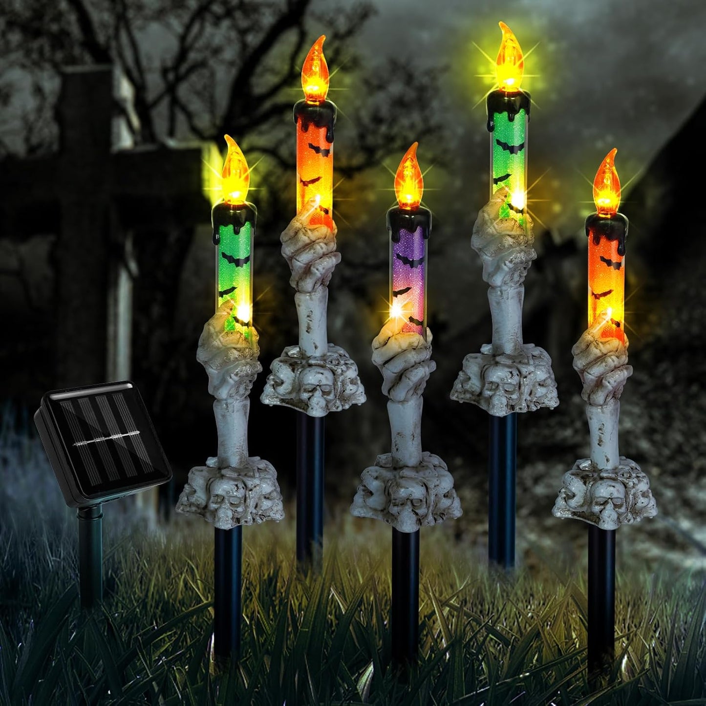 💀Solar Powered Skull Candle Light