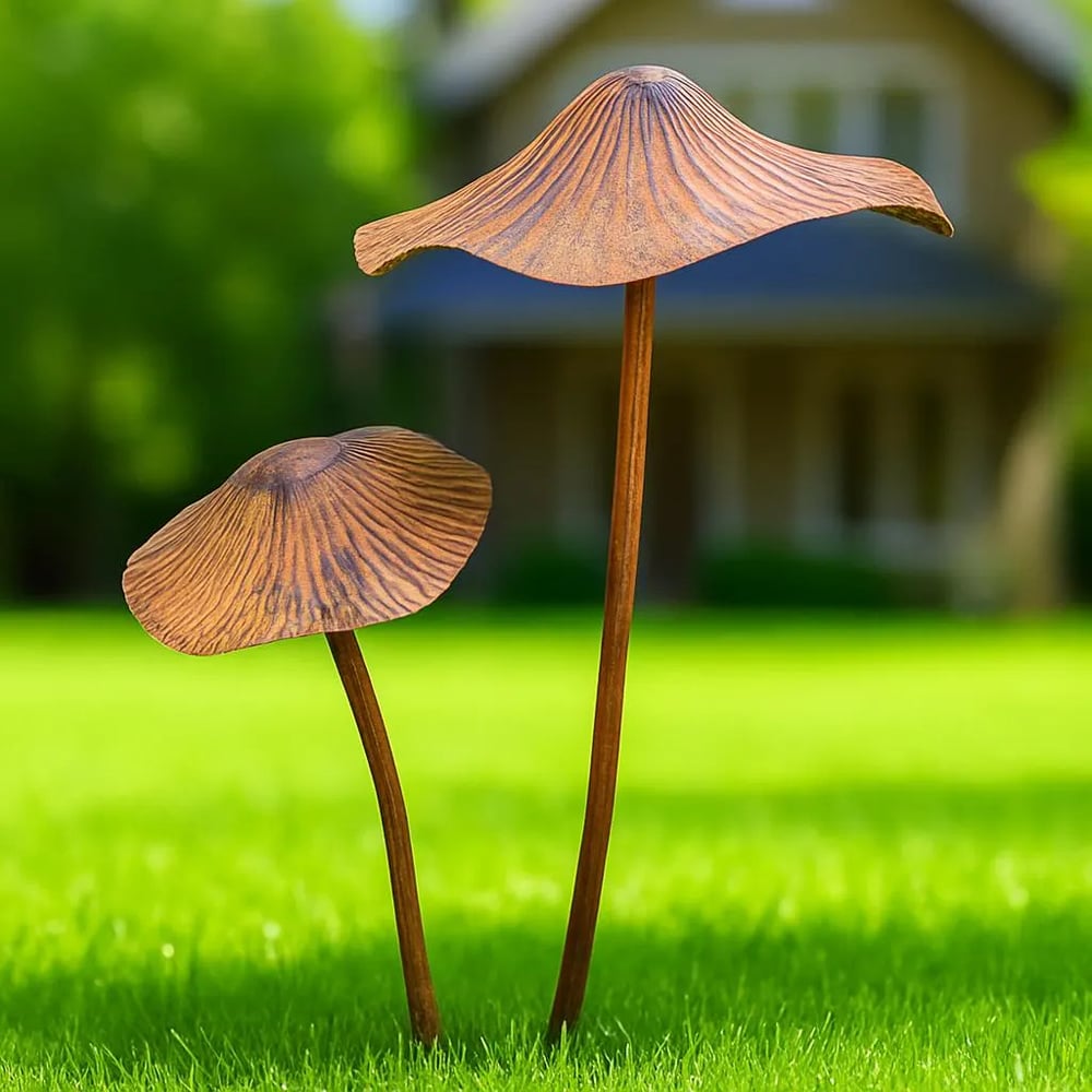 Brown Metal Mushroom Garden Decor