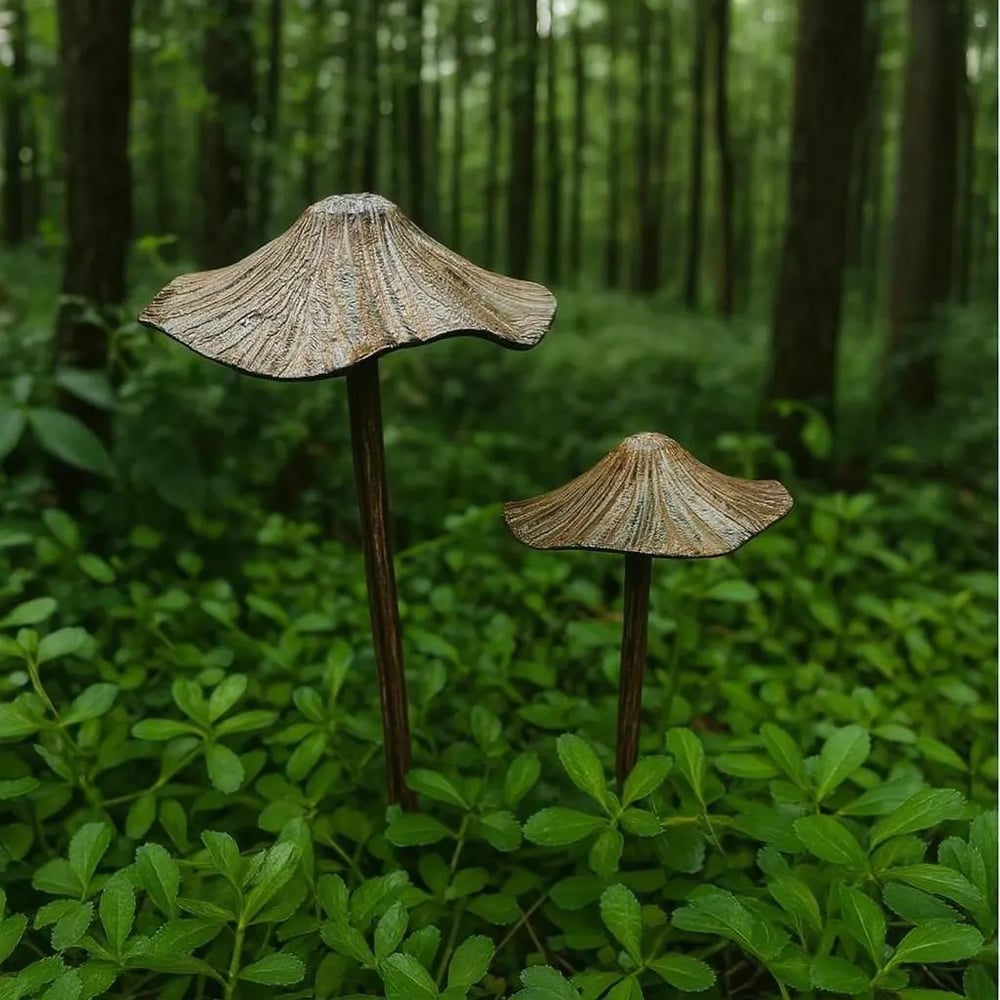 Brown Metal Mushroom Garden Decor