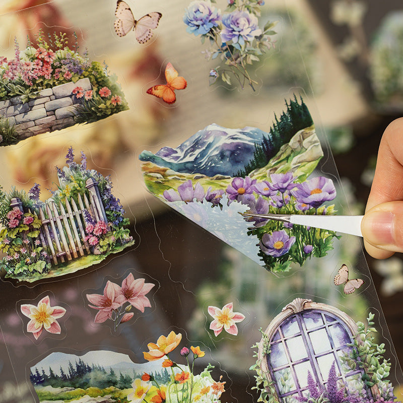 20 Vintage Landscape Collage Stickers