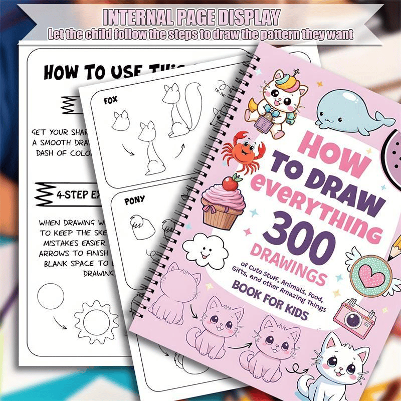 📚🎨How To Draw Anything: 300 Drawings of Adorable Things & Book For Kids💕