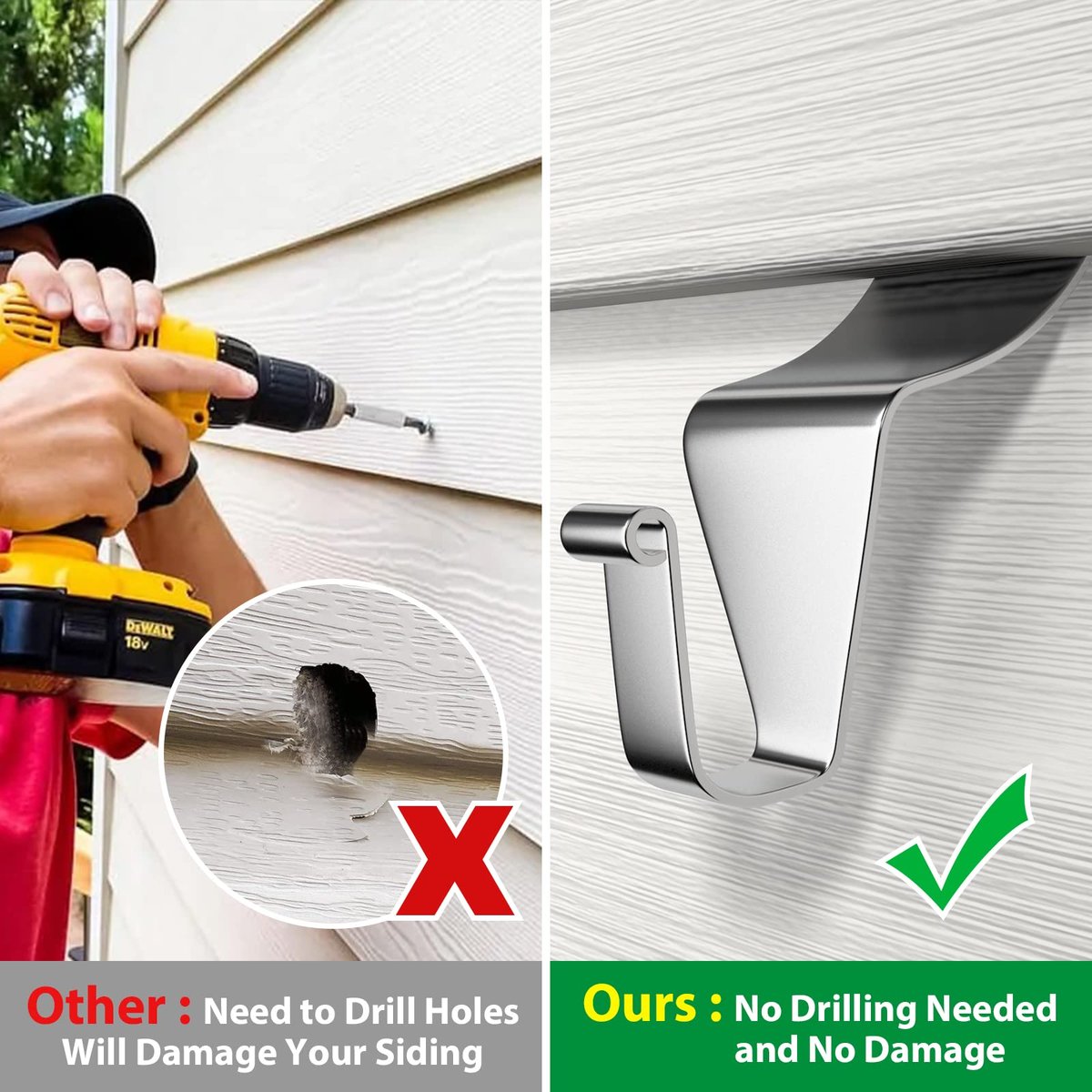 Vinyl Siding Hooks Heavy-Duty Stainless Steel Hangers