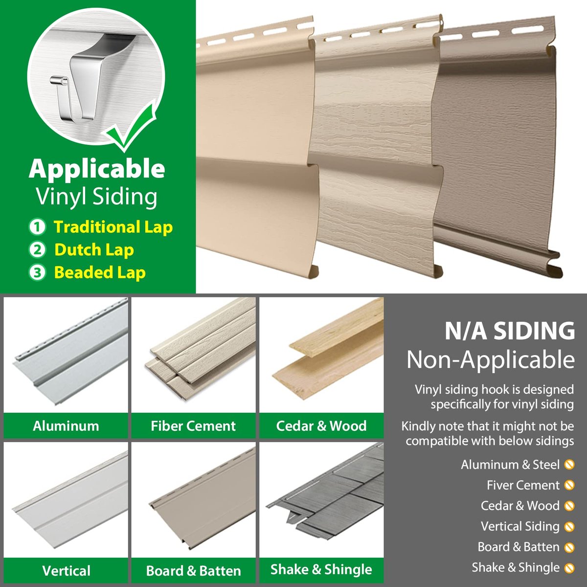 Vinyl Siding Hooks Heavy-Duty Stainless Steel Hangers