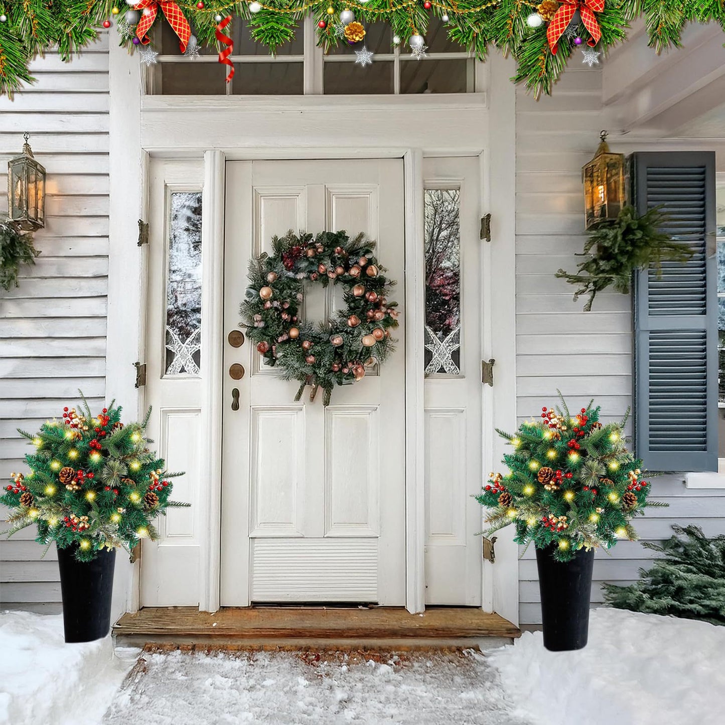 🎄🔥Pre-lit Artificial Christmas Tree Urn Filler💐