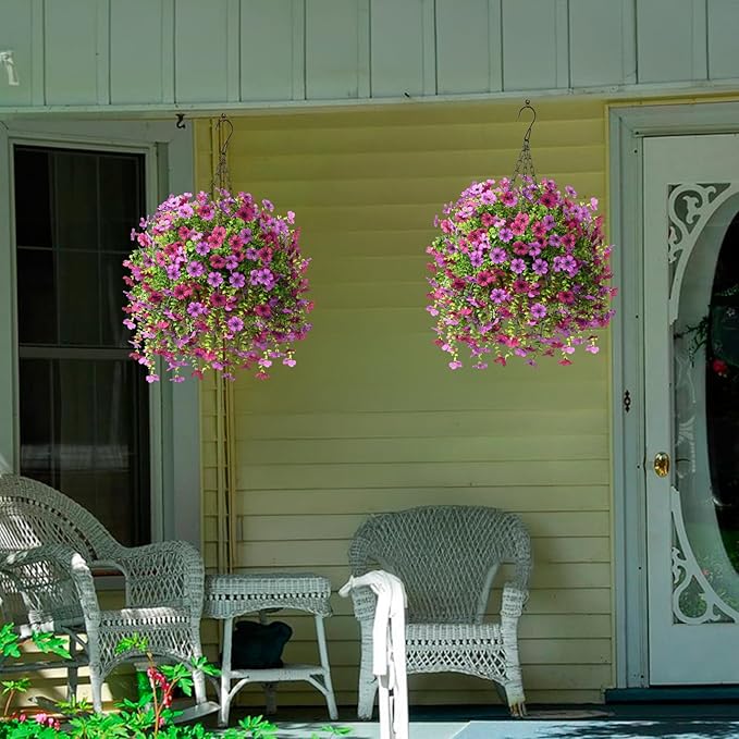 🔥2 PCS Artificial Hanging Silk Fake Daisy Realistic Flowers ,UV Resistant