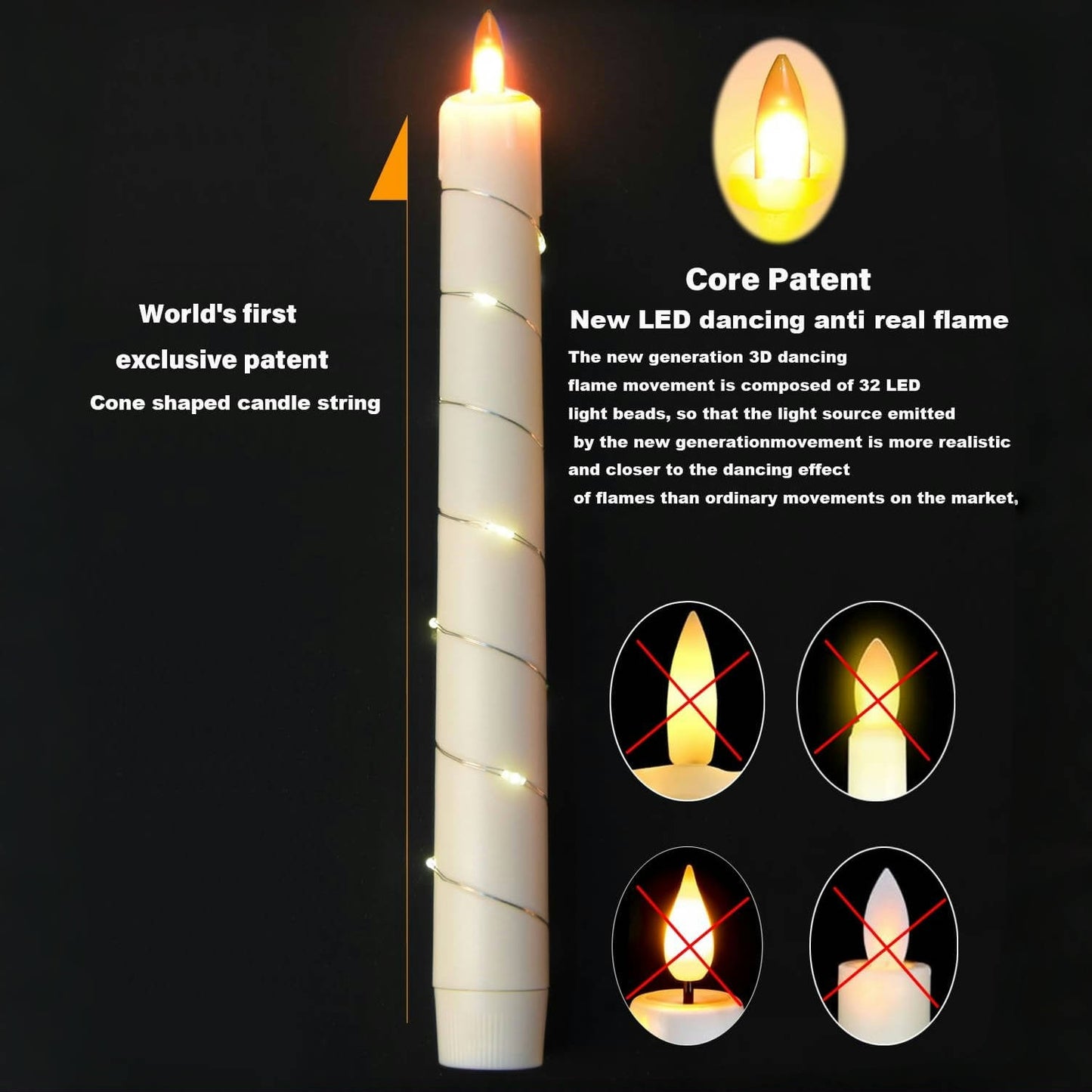 💥Holiday Decoration💥3-Pack LED Flameless Candle With Embedded Star Light String, Button Remote Control✨