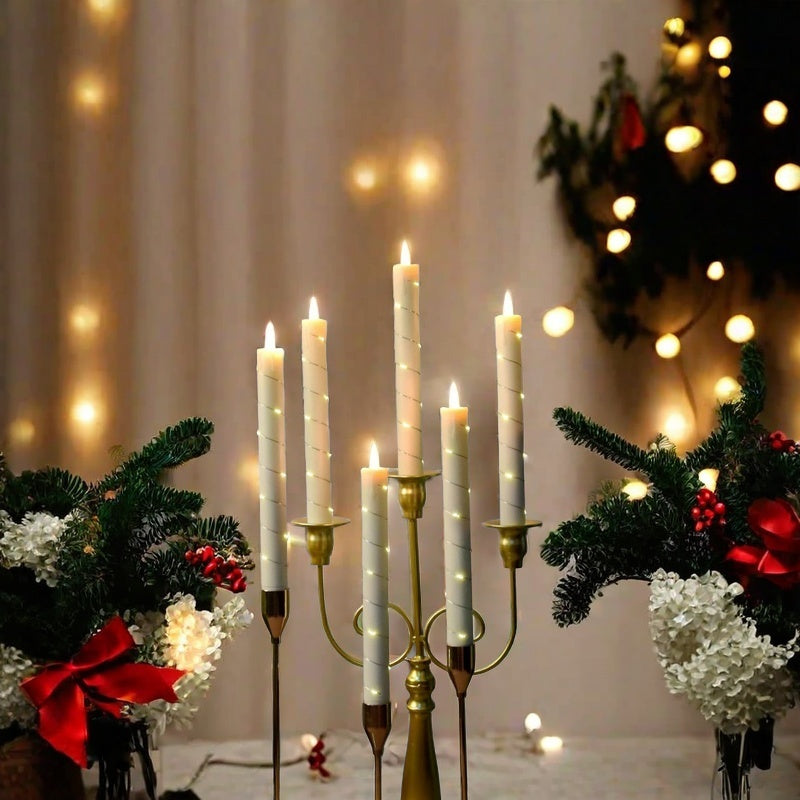 💥Holiday Decoration💥3-Pack LED Flameless Candle With Embedded Star Light String, Button Remote Control✨