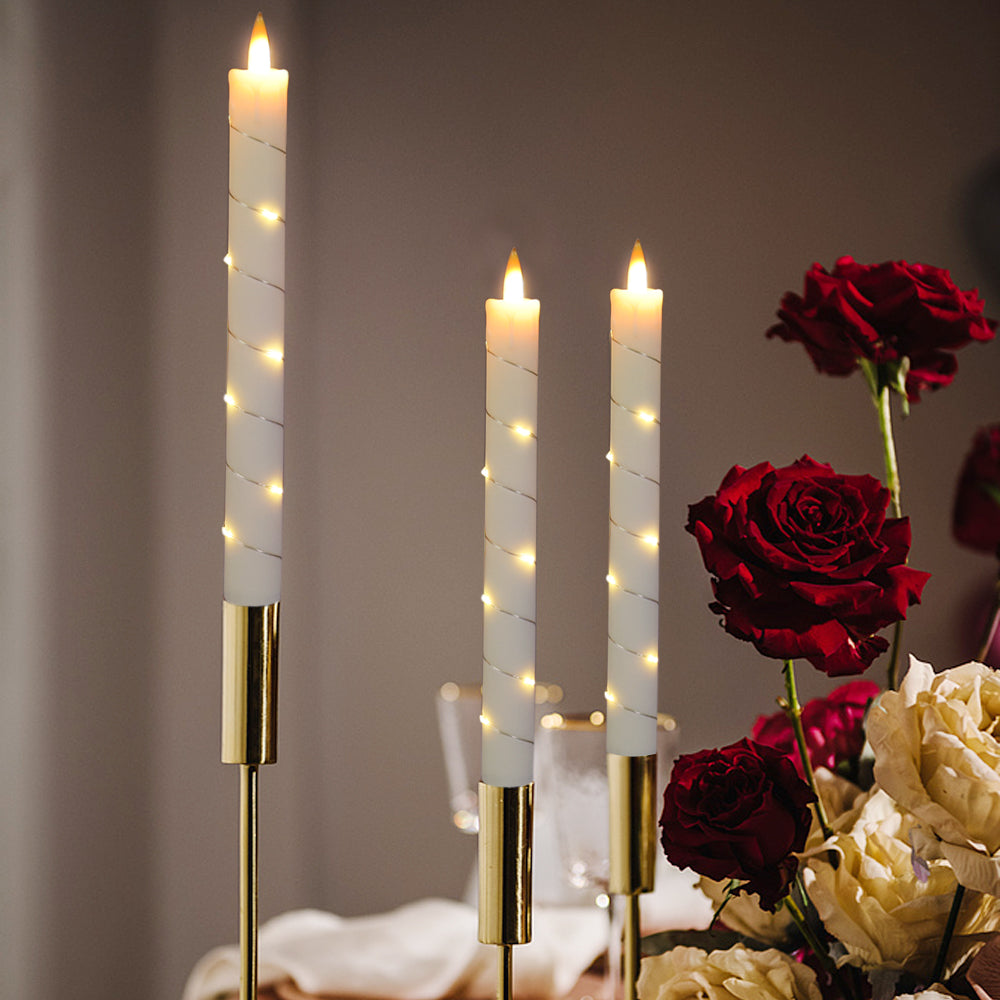 💥Holiday Decoration💥3-Pack LED Flameless Candle With Embedded Star Light String, Button Remote Control✨