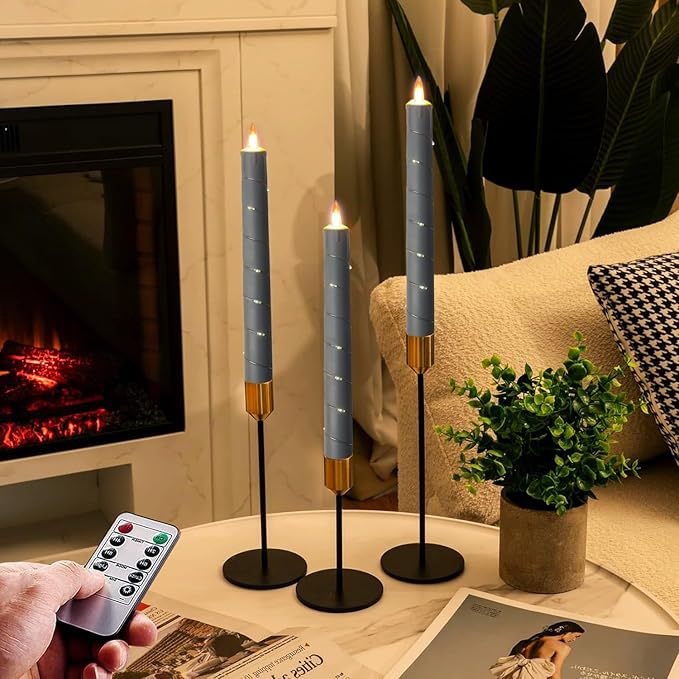 💥Holiday Decoration💥3-Pack LED Flameless Candle With Embedded Star Light String, Button Remote Control✨