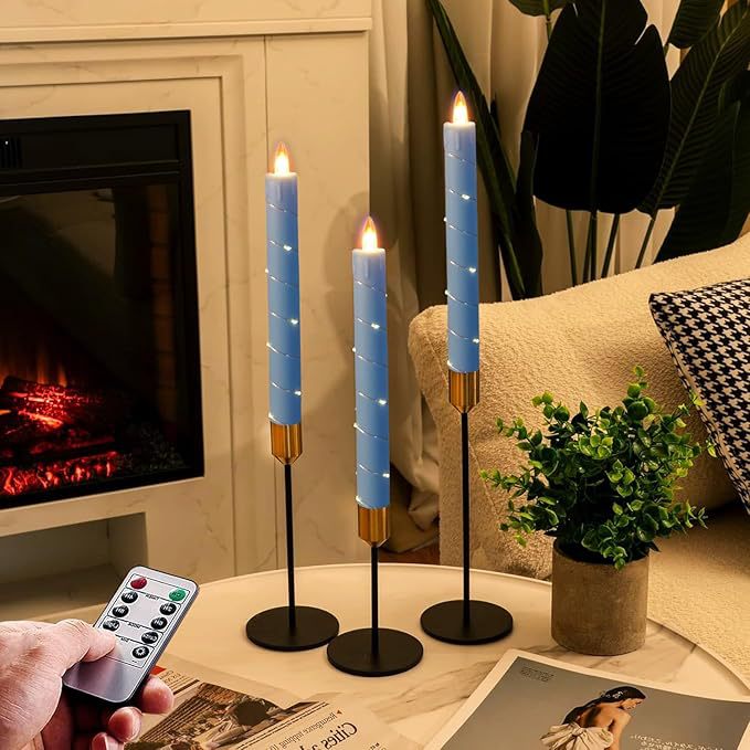 💥Holiday Decoration💥3-Pack LED Flameless Candle With Embedded Star Light String, Button Remote Control✨