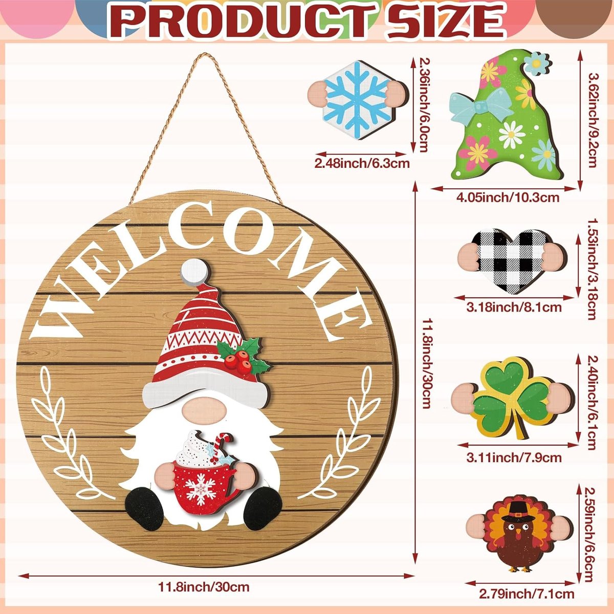Magnetic Interchangeable Gnome Holiday Door Signs🍀🐰