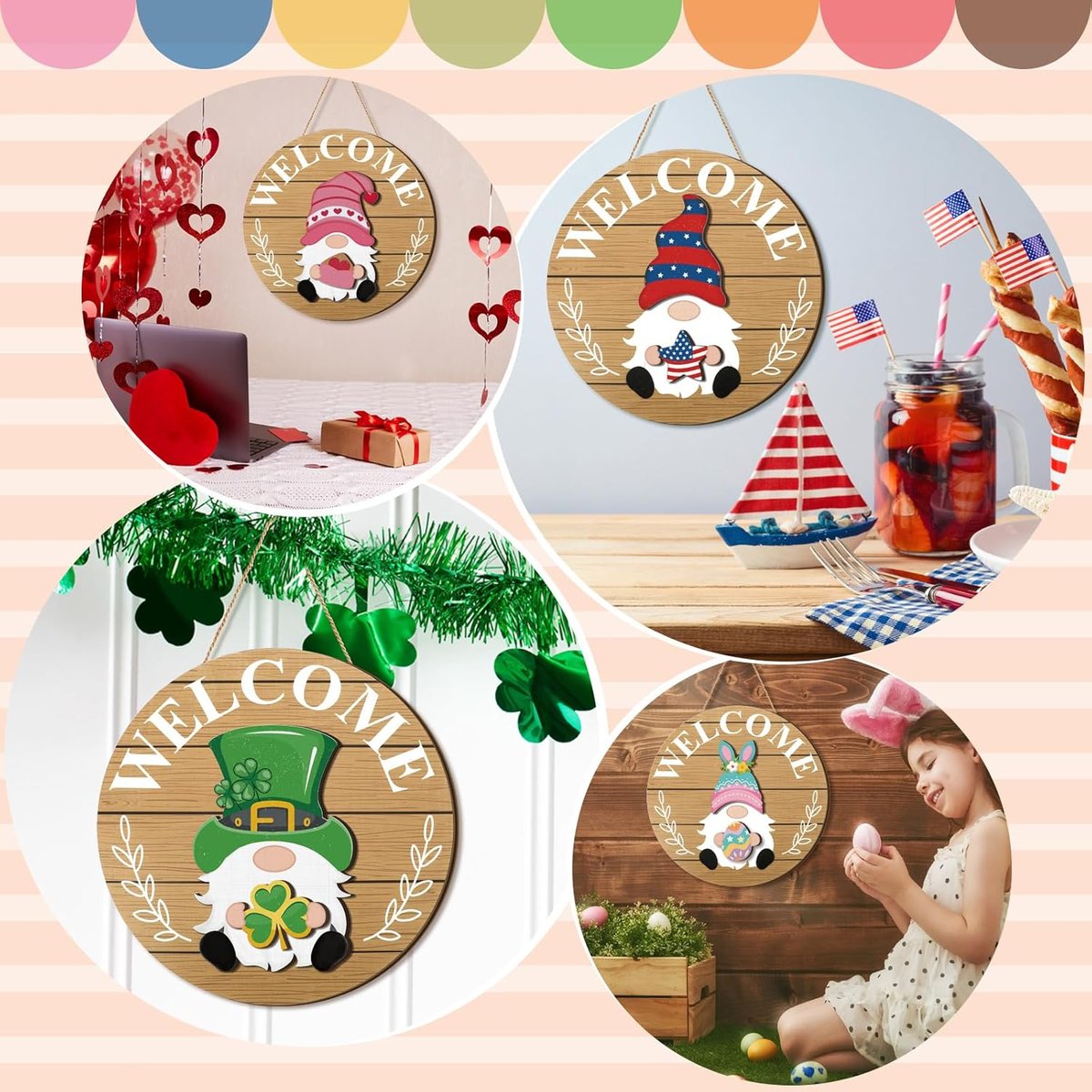 Magnetic Interchangeable Gnome Holiday Door Signs🍀🐰