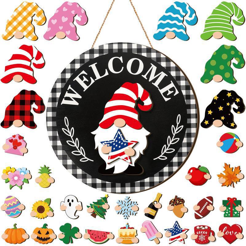 Magnetic Interchangeable Gnome Holiday Door Signs🍀🐰