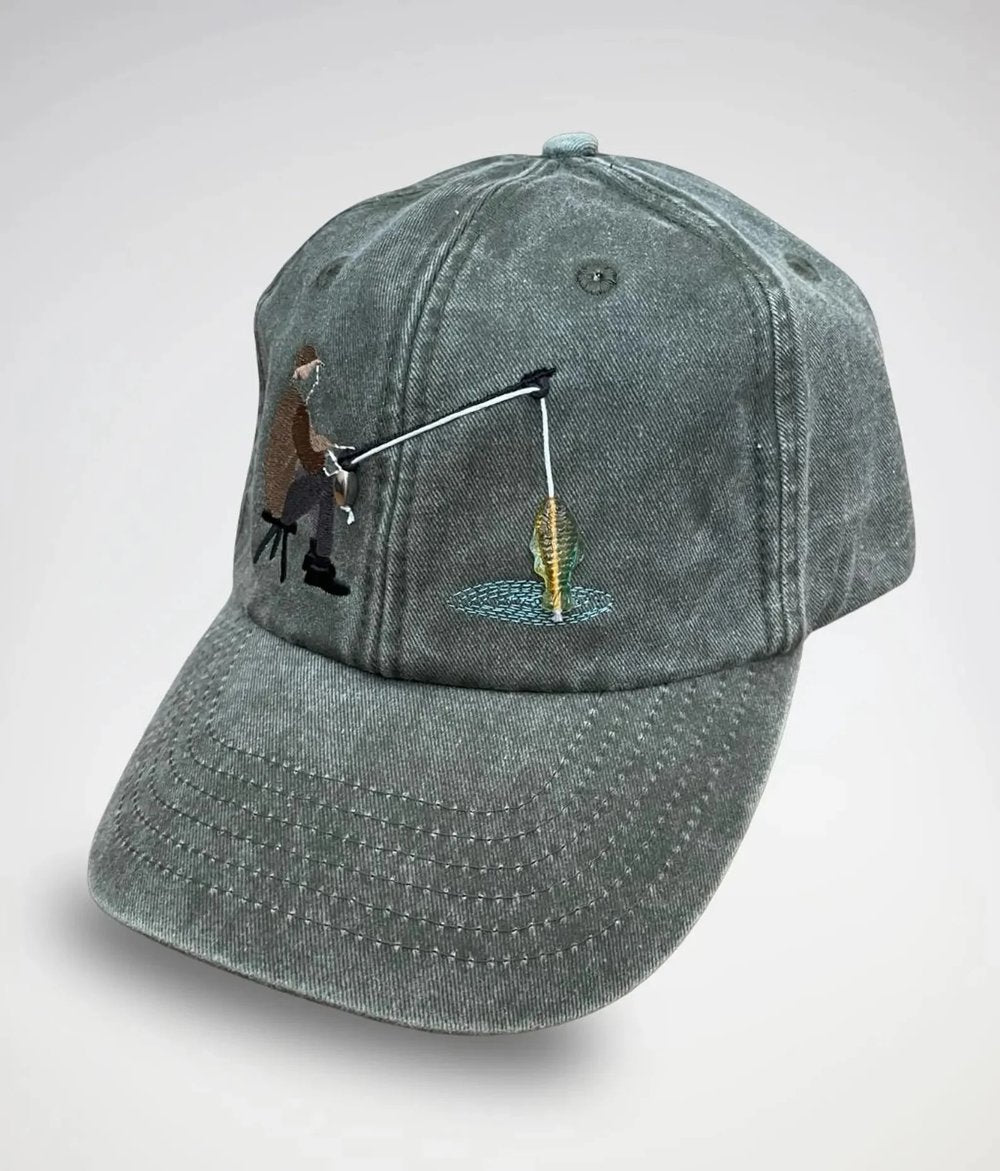 🎣Embroidered Fisherman Hat with Pull-Up Glass Fish