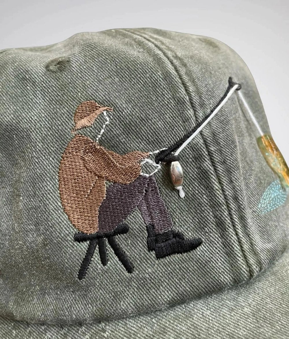 🎣Embroidered Fisherman Hat with Pull-Up Glass Fish