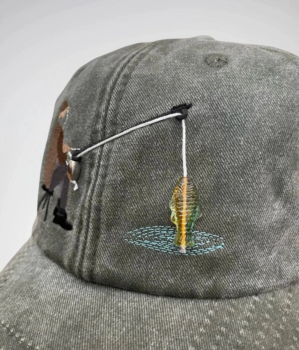 🎣Embroidered Fisherman Hat with Pull-Up Glass Fish