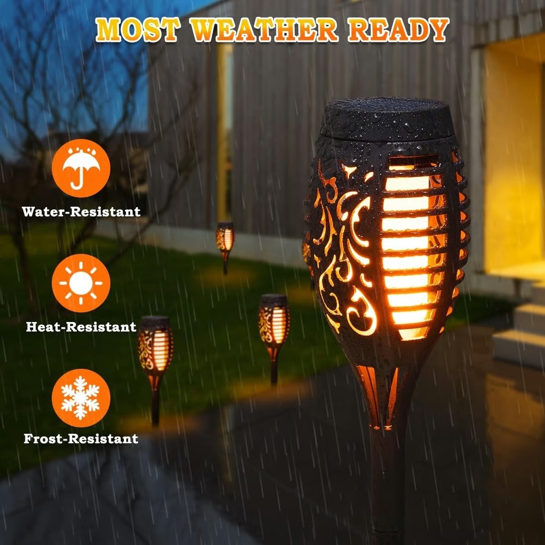 2025 Upgraded Solar Torch Lights with Flickering Flame Effect for Halloween Outside Patio Pathway Yard Decor