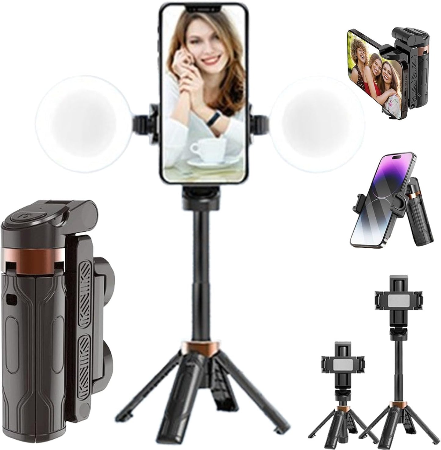Portable Mini Phone Stand & Multi-Angle Rotation, Detachable Bluetooth Remote Control