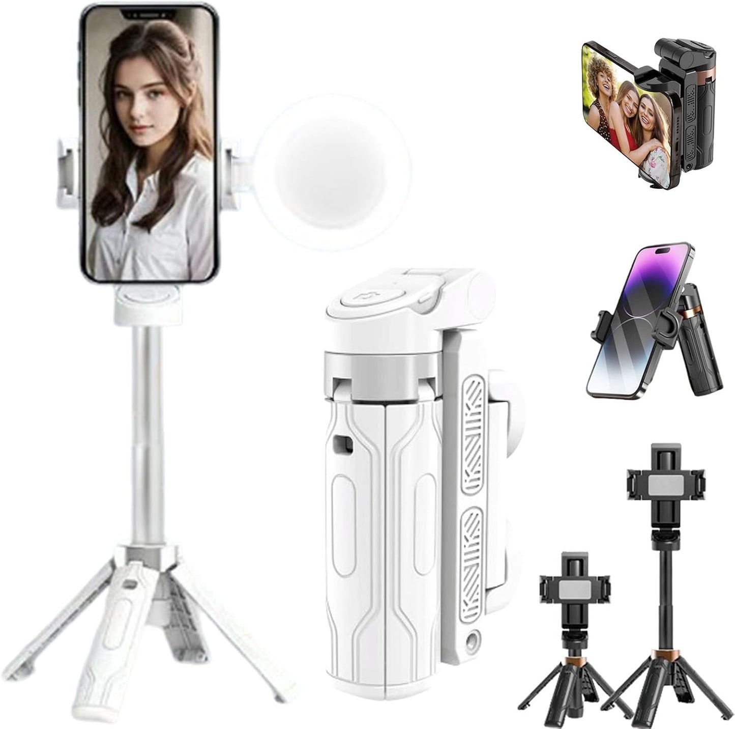 Portable Mini Phone Stand & Multi-Angle Rotation, Detachable Bluetooth Remote Control