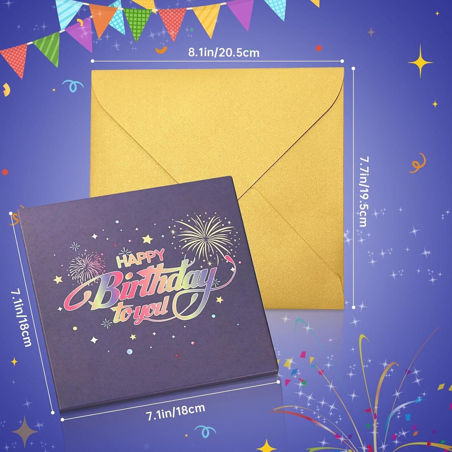 Fireworks Pop Up Cake Light and Music Happy Birthday Card Gift🎁(Inflatable Motion-Sensor Light)