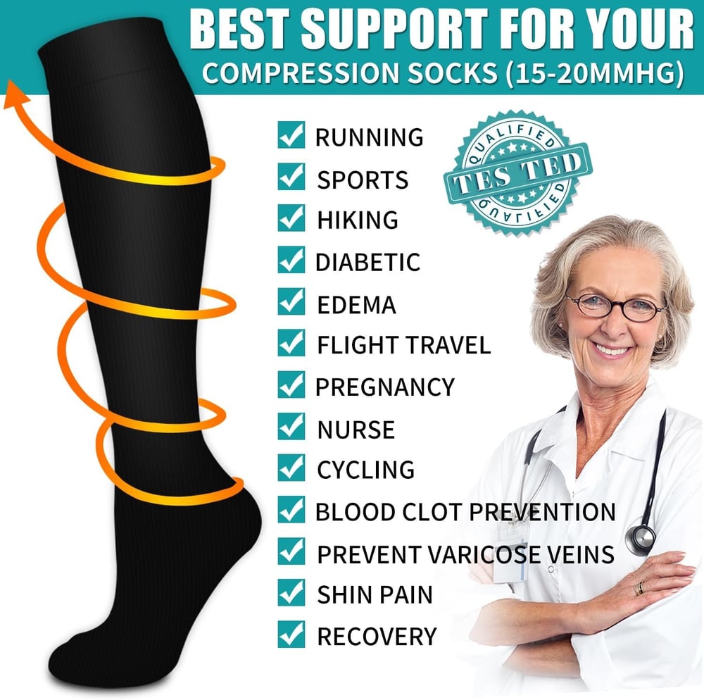 6 Pairs Compression Premium Sports Socks for Women & Men