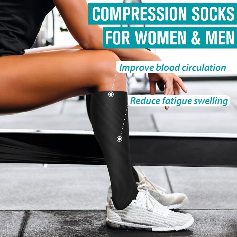 6 Pairs Compression Premium Sports Socks for Women & Men