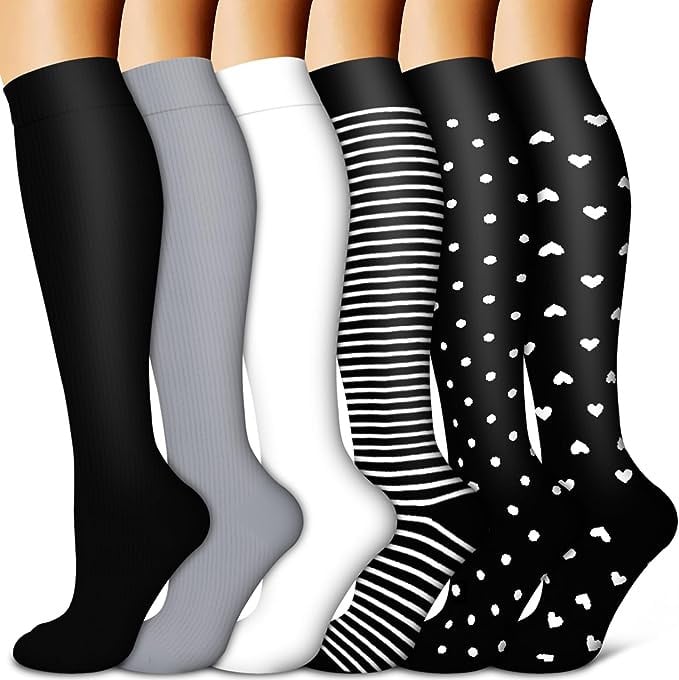 6 Pairs Compression Premium Sports Socks for Women & Men