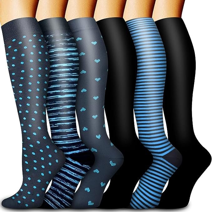 6 Pairs Compression Premium Sports Socks for Women & Men