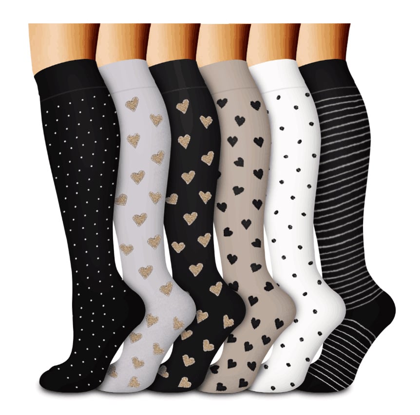 6 Pairs Compression Premium Sports Socks for Women & Men