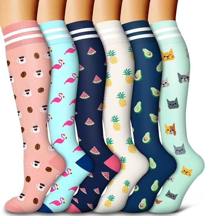 6 Pairs Compression Premium Sports Socks for Women & Men