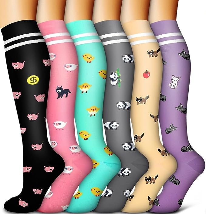 6 Pairs Compression Premium Sports Socks for Women & Men