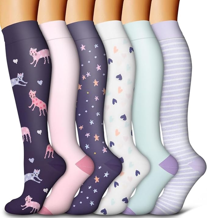 6 Pairs Compression Premium Sports Socks for Women & Men