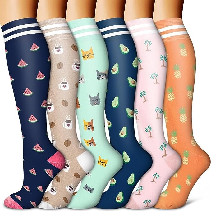 6 Pairs Compression Premium Sports Socks for Women & Men