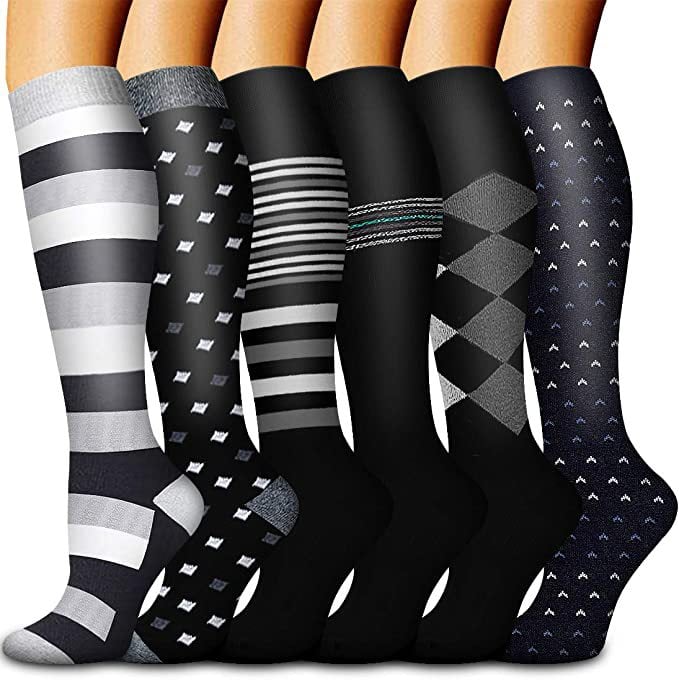 6 Pairs Compression Premium Sports Socks for Women & Men