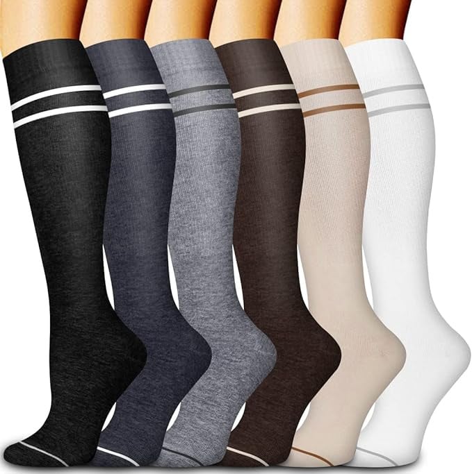 6 Pairs Compression Premium Sports Socks for Women & Men