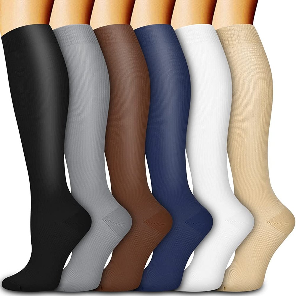 6 Pairs Compression Premium Sports Socks for Women & Men