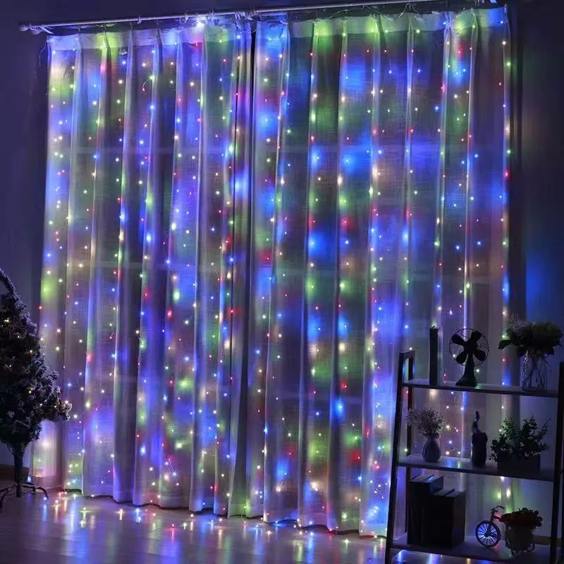 💡300 LED Curtain Fairy Lights with Remote – 8 Sparkling Modes for Christmas & Parties