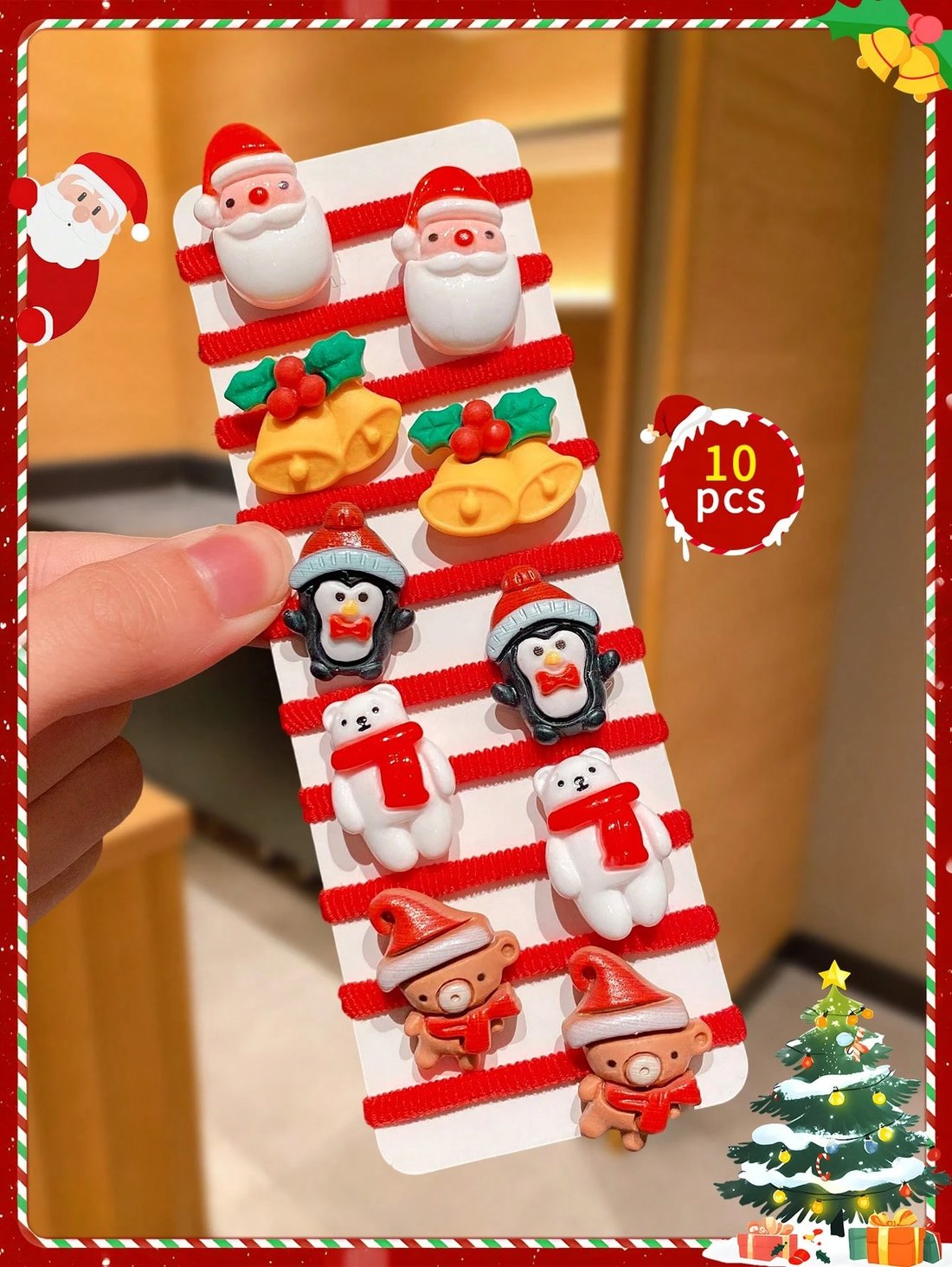 🎄40pcs/Set Cute Christmas Hair Scrunchies, Ideal For Holiday Hairstyles🎀