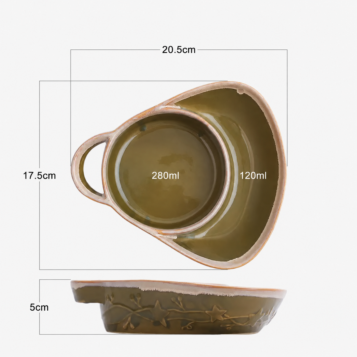 Retro Ceramic Divided Baking Dish with Single Handle