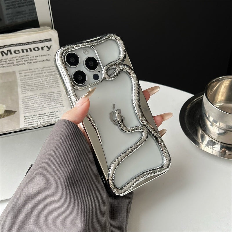 3D Cutout Snake Pattern Plastic Case, Compatible with iPhone