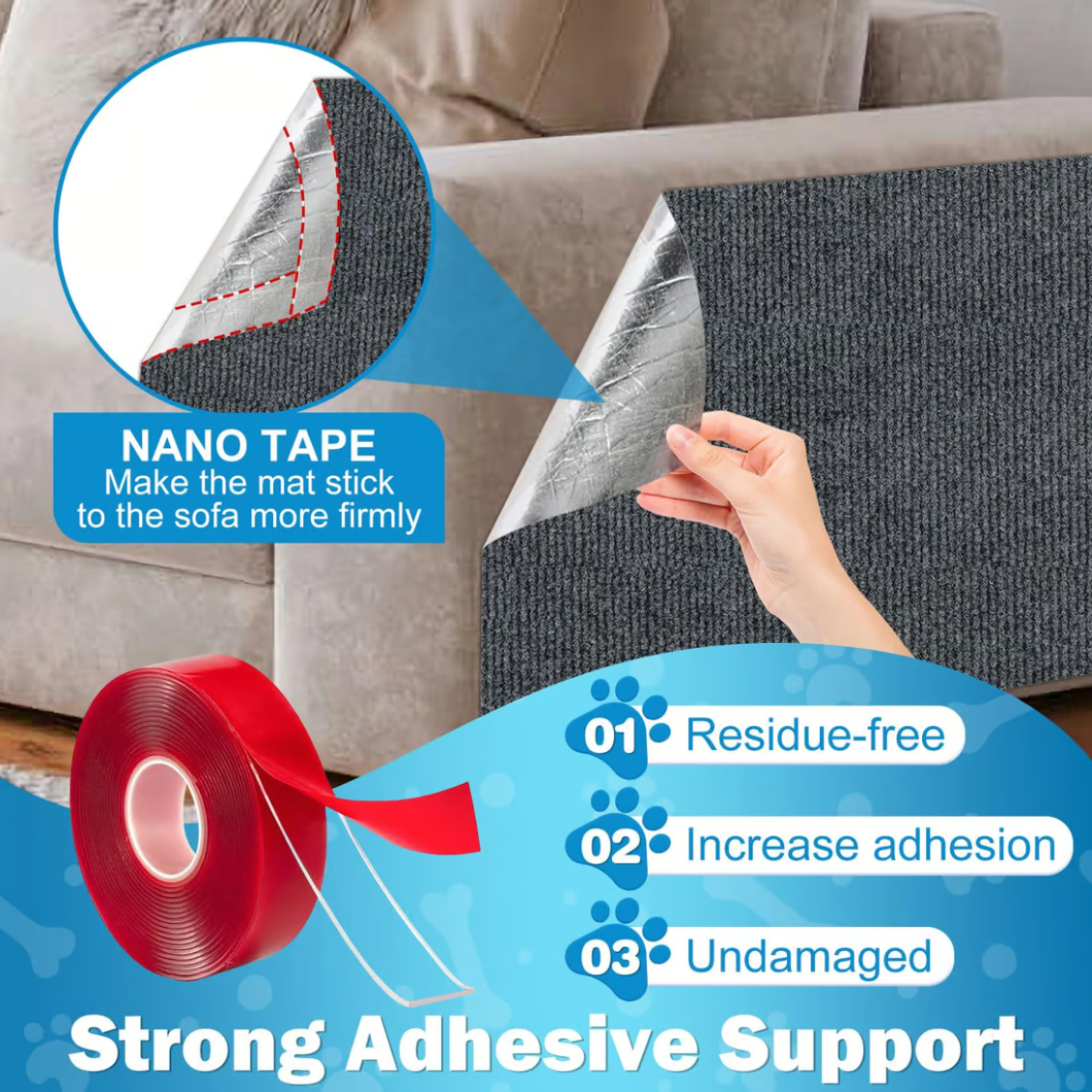 Cat Scratching Mat Self-Adhesive Trimmable Cat Carpet - elehancea