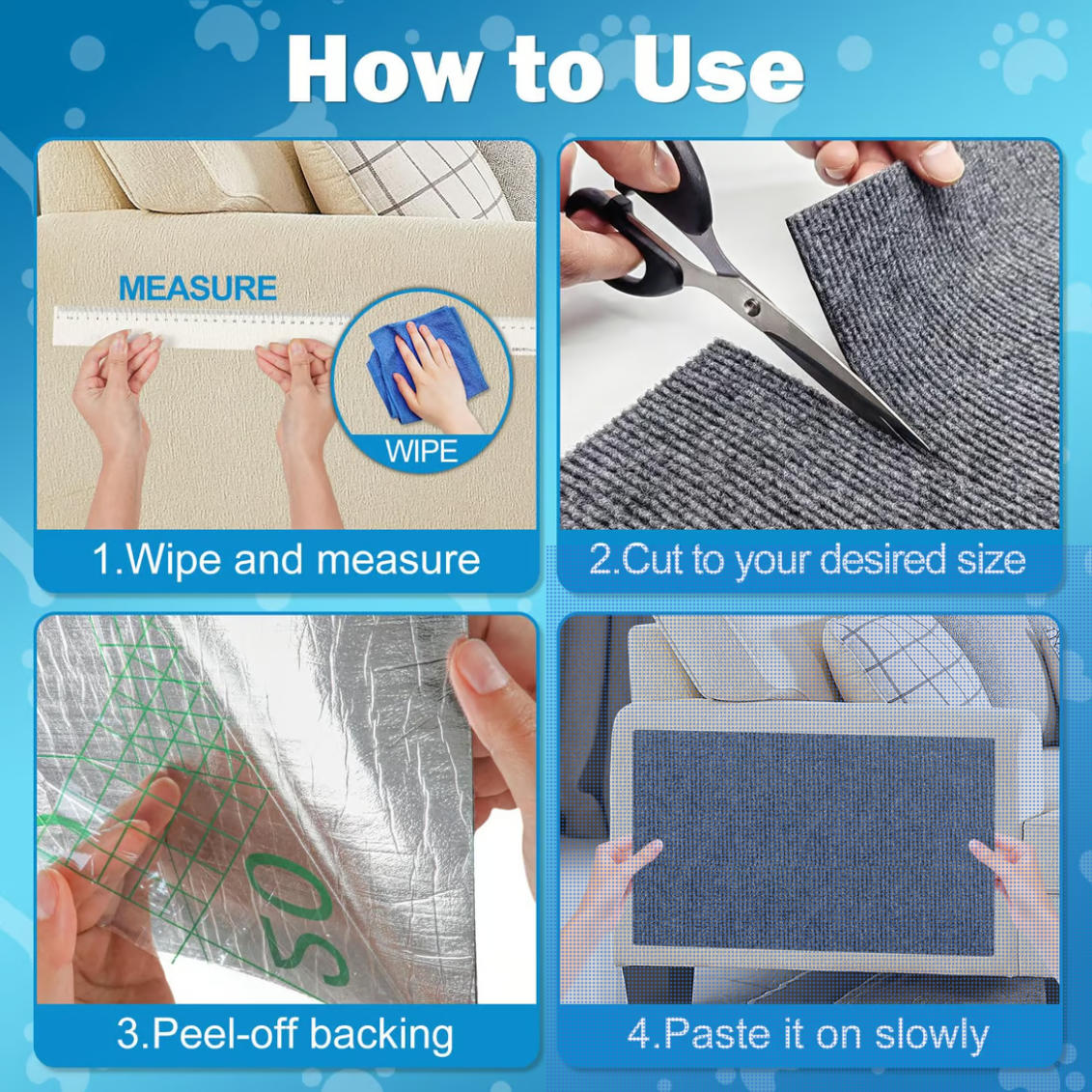 Cat Scratching Mat Self-Adhesive Trimmable Cat Carpet - elehancea